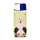 Caroline'S Treasures Easter Eggs Old English Sheepdog Michelob Ultra Hugger For Slim Cans, Slim Can, Multicolor