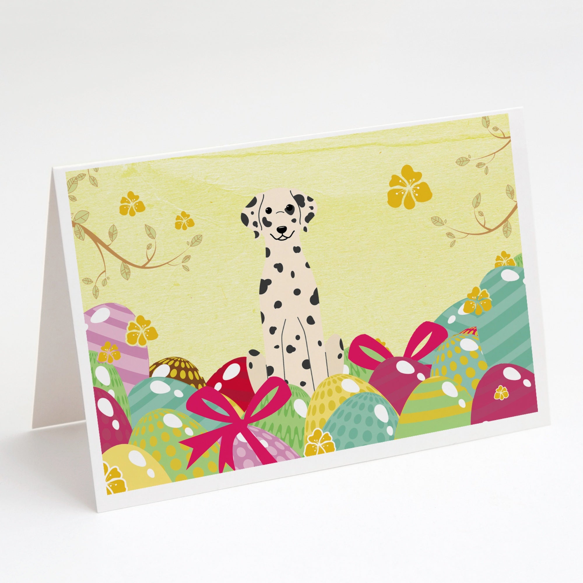 Easter Eggs Dalmatian Greeting Cards And Envelopes Pack Of 8