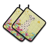 Caroline'S Treasures Easter Eggs Dalmatian Pair Of Pot Holders, 7.5Hx7.5W, Multicolor