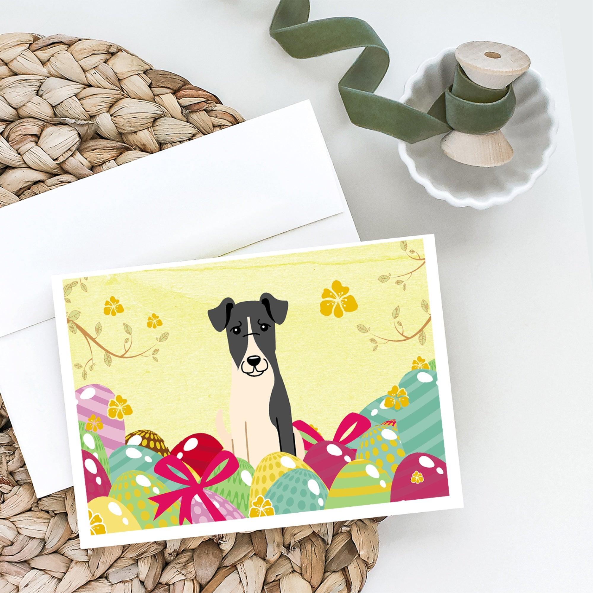 Easter Eggs Smooth Fox Terrier Greeting Cards And Envelopes Pack Of 8