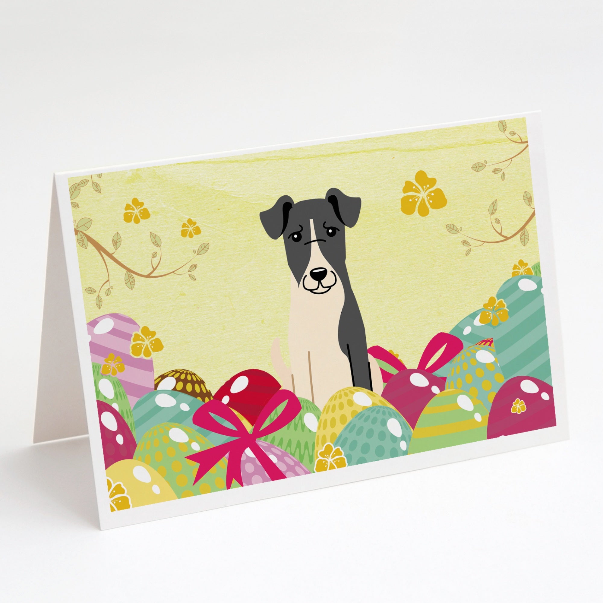 Easter Eggs Smooth Fox Terrier Greeting Cards And Envelopes Pack Of 8