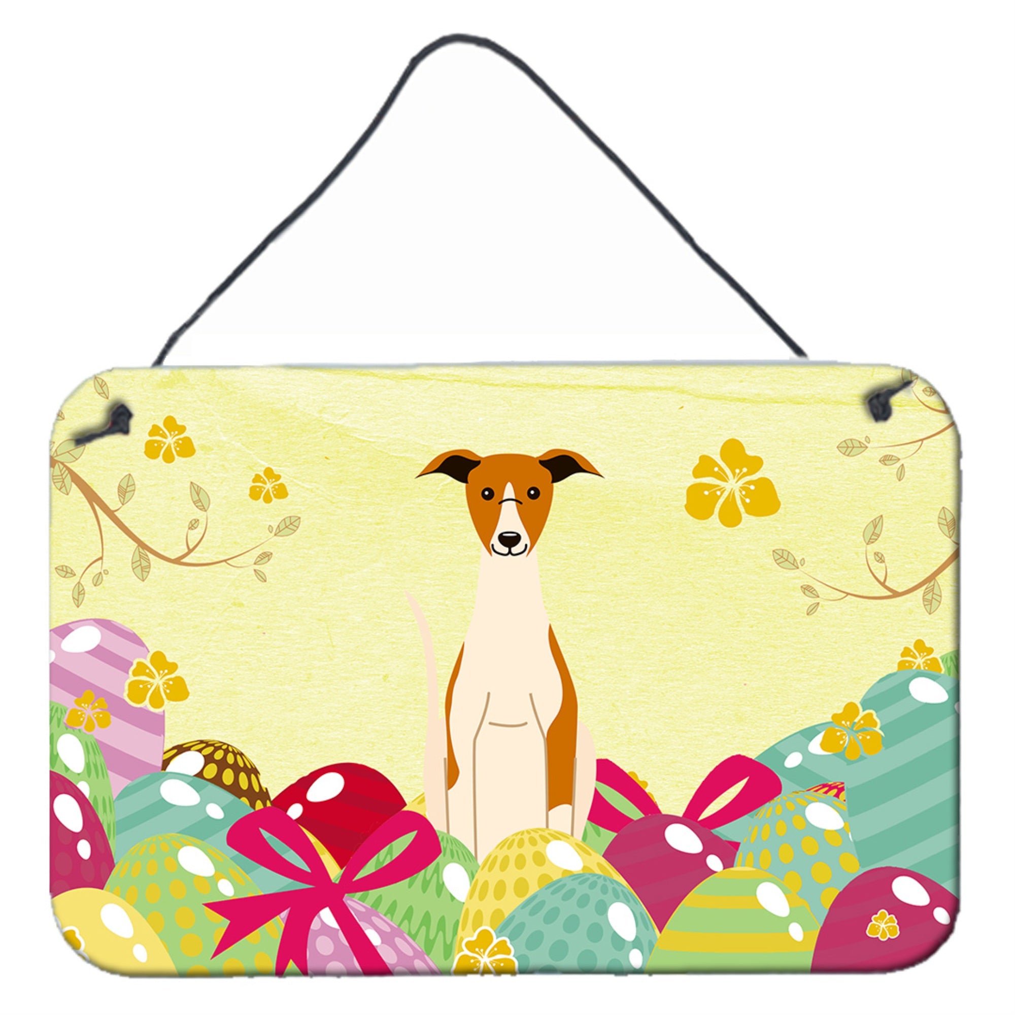 Caroline'S Treasures Easter Eggs Whippet Metal Print, 8H X 12W, Multicolor