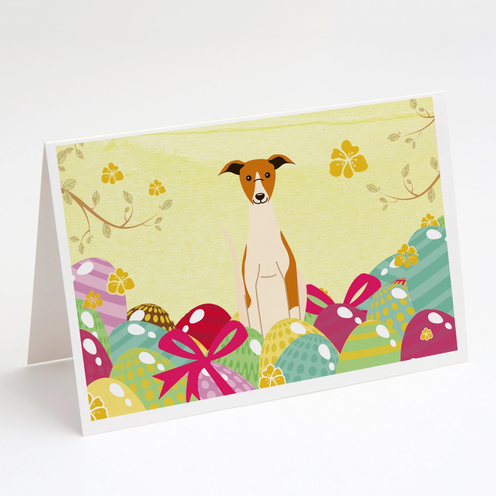 Easter Eggs Whippet Greeting Cards And Envelopes Pack Of 8