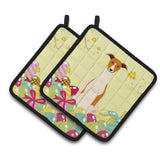Caroline'S Treasures Easter Eggs Whippet Pair Of Pot Holders, 7.5Hx7.5W, Multicolor