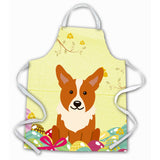 Caroline'S Treasures Easter Eggs Corgi Apron, Large, Multicolor