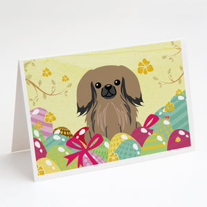 Easter Eggs Pekingese Tan Greeting Cards And Envelopes Pack Of 8