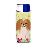 Caroline'S Treasures Easter Eggs Pekingnese Red White Michelob Ultra Hugger For Slim Cans, Slim Can, Multicolor