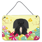 Caroline'S Treasures Easter Eggs Pekingnese Black Metal Print, 8 H X 12 W
