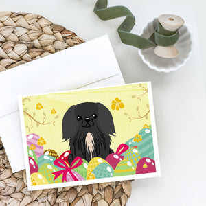 Easter Eggs Pekingese Black Greeting Cards And Envelopes Pack Of 8