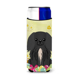 Caroline'S Treasures Easter Eggs Pekingnese Black Michelob Ultra Hugger For Slim Cans, Slim Can, Multicolor