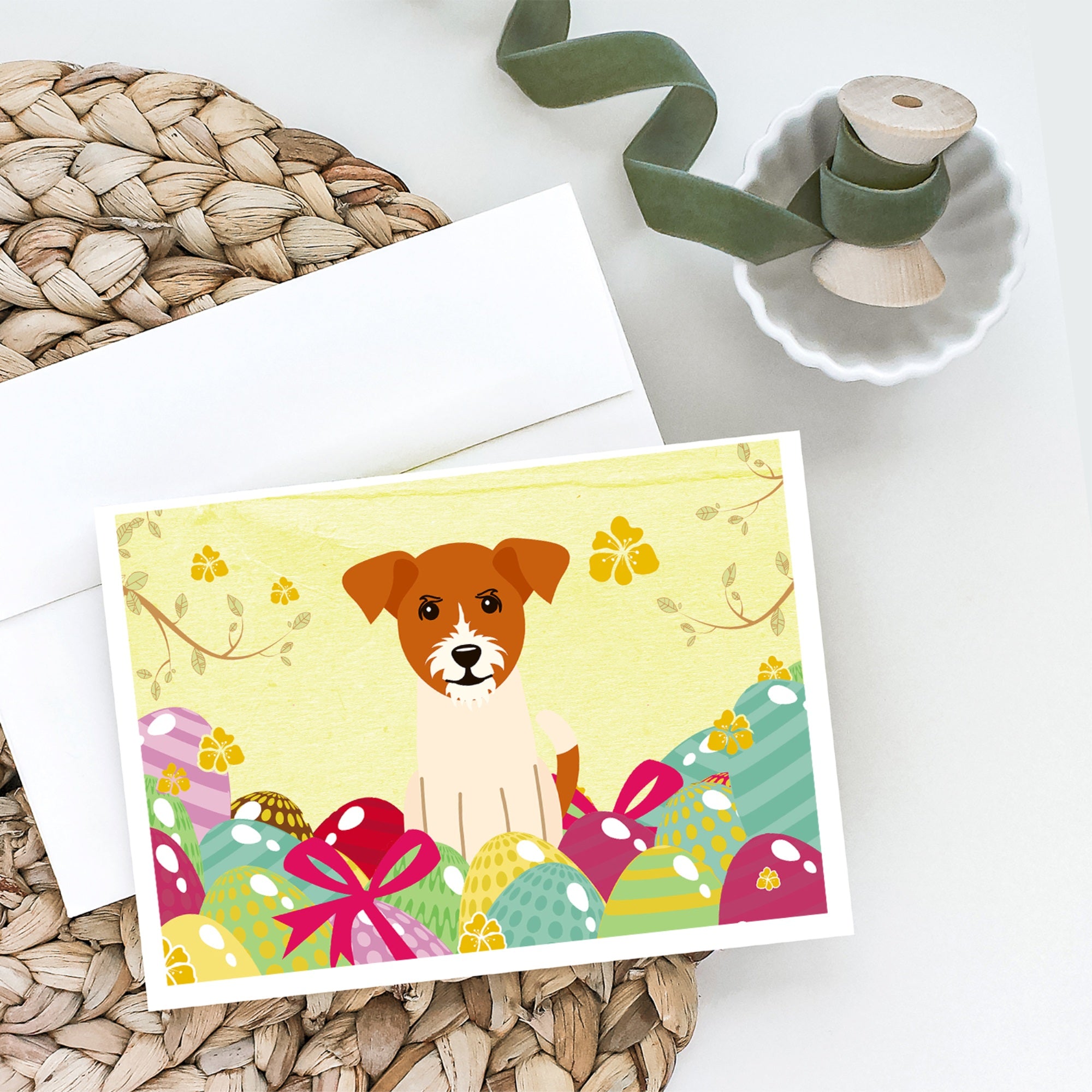 Easter Eggs Jack Russell Terrier Greeting Cards And Envelopes Pack Of 8