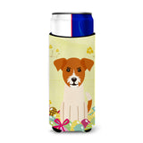 Caroline'S Treasures Easter Eggs Jack Russell Terrier Michelob Ultra Hugger For Slim Cans, Slim Can, Multicolor