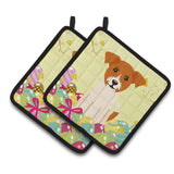 Caroline'S Treasures Easter Jack Russell Terrier Pair Of Pot Holders, 7.5Hx7.5W, Multicolor