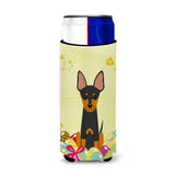 Caroline'S Treasures Easter Eggs English Toy Terrier Michelob Ultra Hugger For Slim Cans, Slim Can, Multicolor
