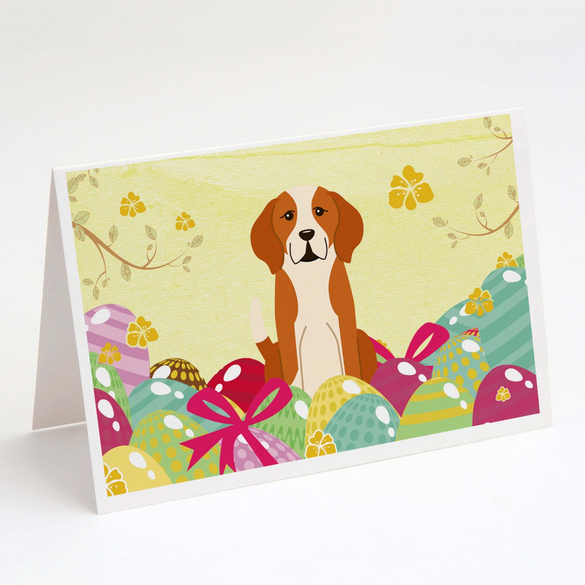 Easter Eggs English Foxhound Greeting Cards And Envelopes Pack Of 8
