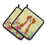 Caroline'S Treasures Easter Eggs English Foxhound Pair Of Pot Holders, 7.5Hx7.5W, Multicolor