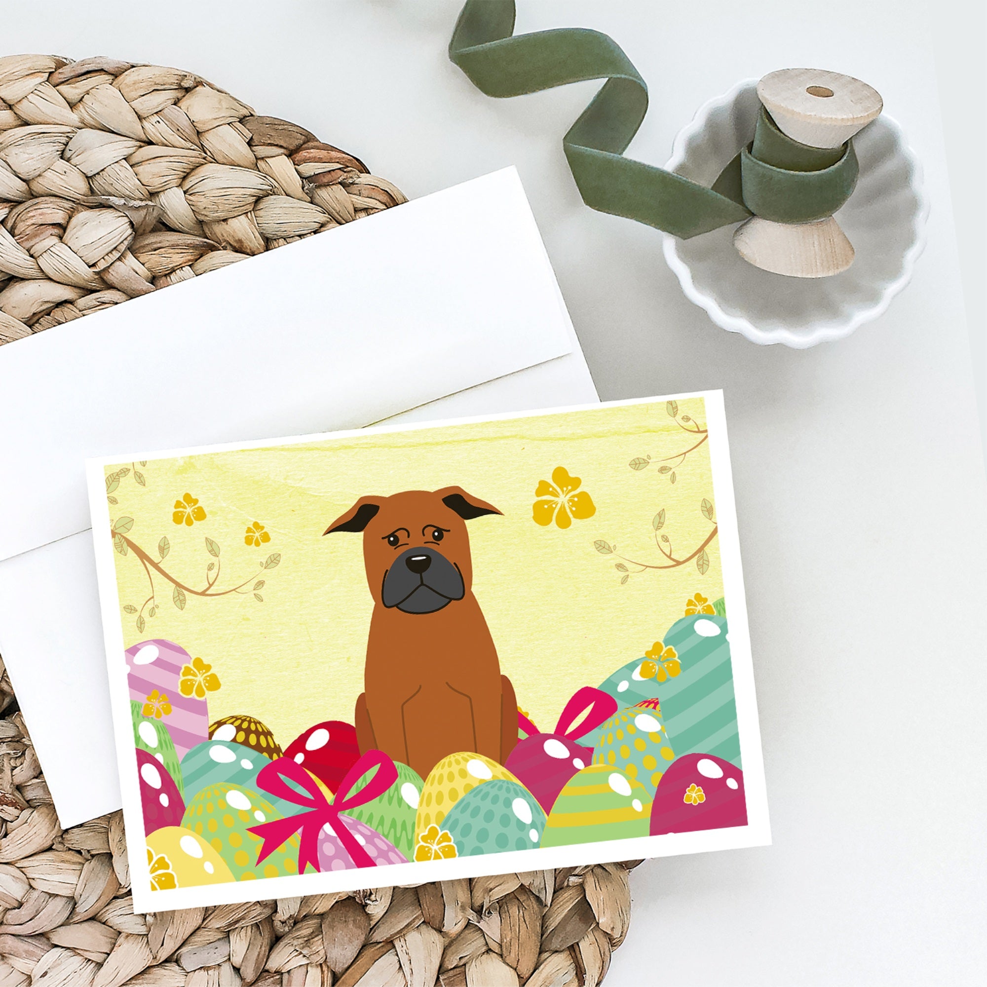 Easter Eggs Chinese Chongqing Dog Greeting Cards And Envelopes Pack Of 8