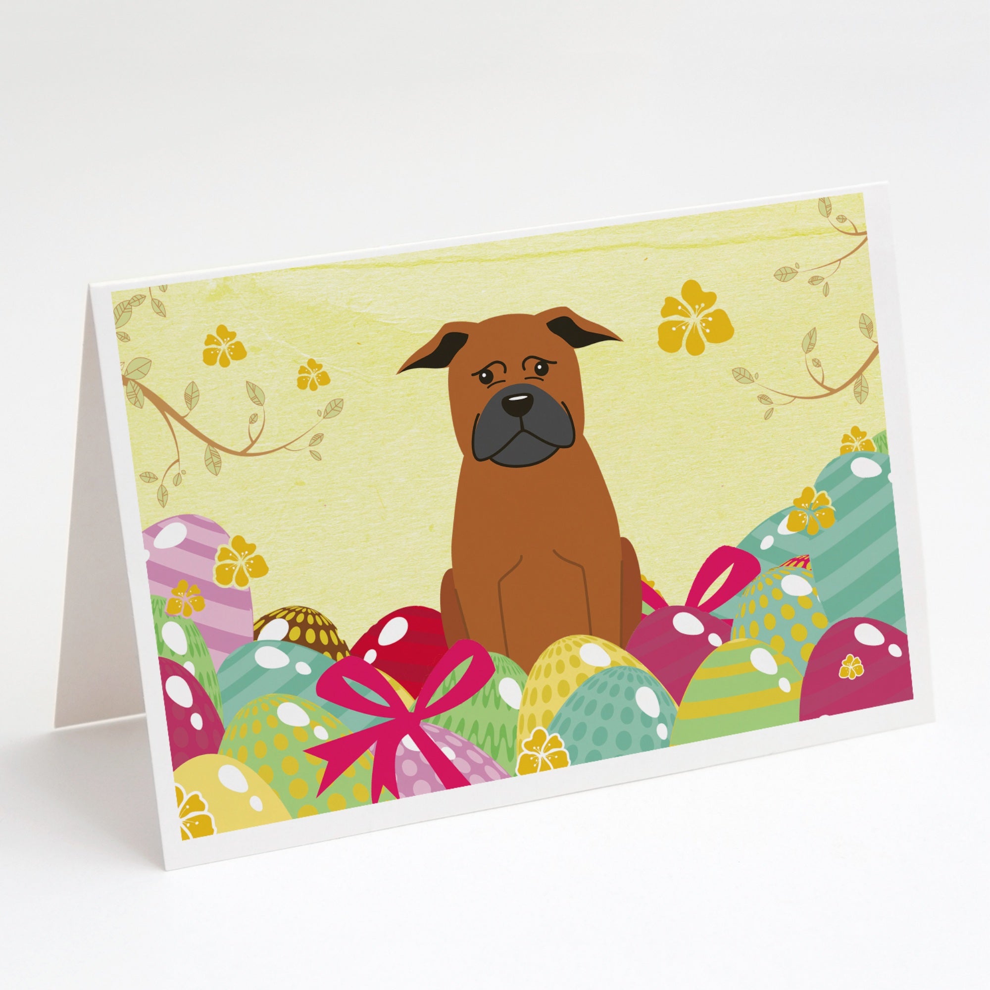 Easter Eggs Chinese Chongqing Dog Greeting Cards And Envelopes Pack Of 8