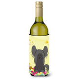Caroline'S Treasures Bb6112Literk Easter Chinese Crested Black Wine Bottle Beverage Insulator Hugger, 750Ml, Multicolor