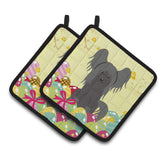 Caroline'S Treasures Easter Chinese Crested Black Pair Of Pot Holders, 7.5Hx7.5W, Multicolor