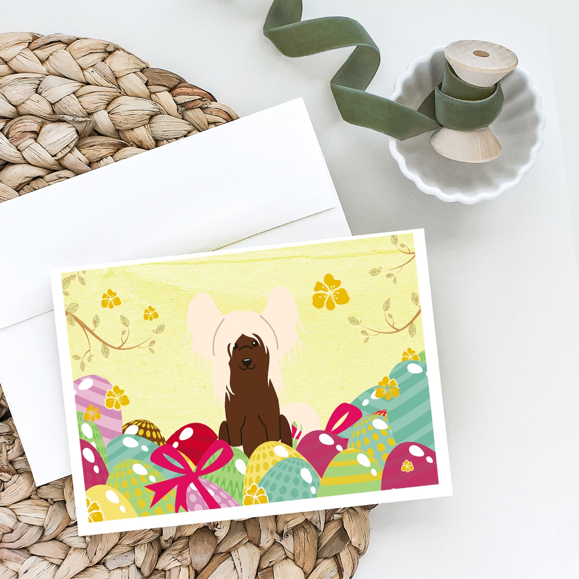 Easter Eggs Chinese Crested Cream Greeting Cards And Envelopes Pack Of 8
