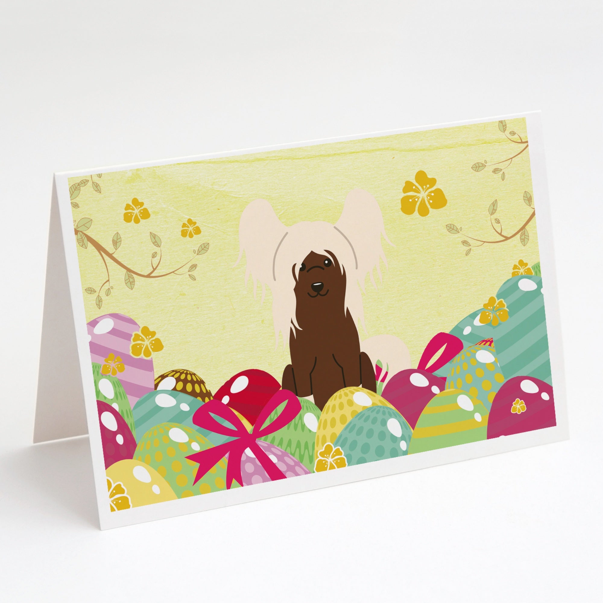Easter Eggs Chinese Crested Cream Greeting Cards And Envelopes Pack Of 8
