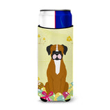 Caroline'S Treasures Easter Eggs Flashy Fawn Boxer Michelob Ultra Hugger For Slim Cans, Slim Can, Multicolor