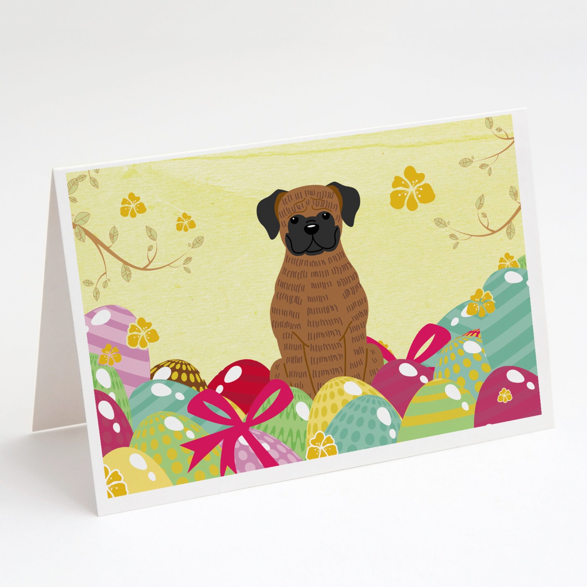 Easter Eggs Brindle Boxer Greeting Cards And Envelopes Pack Of 8