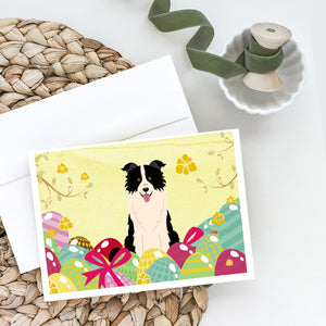 Easter Eggs Border Collie Black White Greeting Cards And Envelopes Pack Of 8