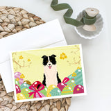 Easter Eggs Border Collie Black White Greeting Cards And Envelopes Pack Of 8