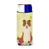 Caroline'S Treasures Easter Border Collie Red White Michelob Ultra Hugger For Slim Cans, Slim Can, Multicolor