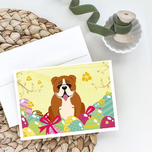 Easter Eggs English Bulldog Red White Greeting Cards And Envelopes Pack Of 8