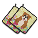 Caroline'S Treasures Bb6120Pthd Easter English Bulldog Red Pair Of Pot Holders, 7.5 X 7.5, Multicolor
