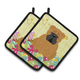 Caroline'S Treasures Bb6122Pthd Easter English Bulldog Red Pair Of Pot Holders, 7.5 X 7.5, Multicolor