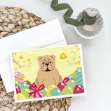 Easter Eggs English Bulldog Fawn Greeting Cards And Envelopes Pack Of 8