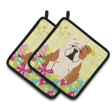 Caroline'S Treasures Bb6125Pthd Easter English Bulldog Fawn Pair Of Pot Holders, 7.5 X 7.5, Multicolor