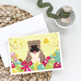 Easter Eggs English Bulldog Grey Brindle Greeting Cards And Envelopes Pack Of 8