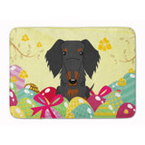 Caroline'S Treasures Easter Eggs Wire Haired Dachshund Black Tan Machine Washable Memory Foam Mat Doormats, Multicolor
