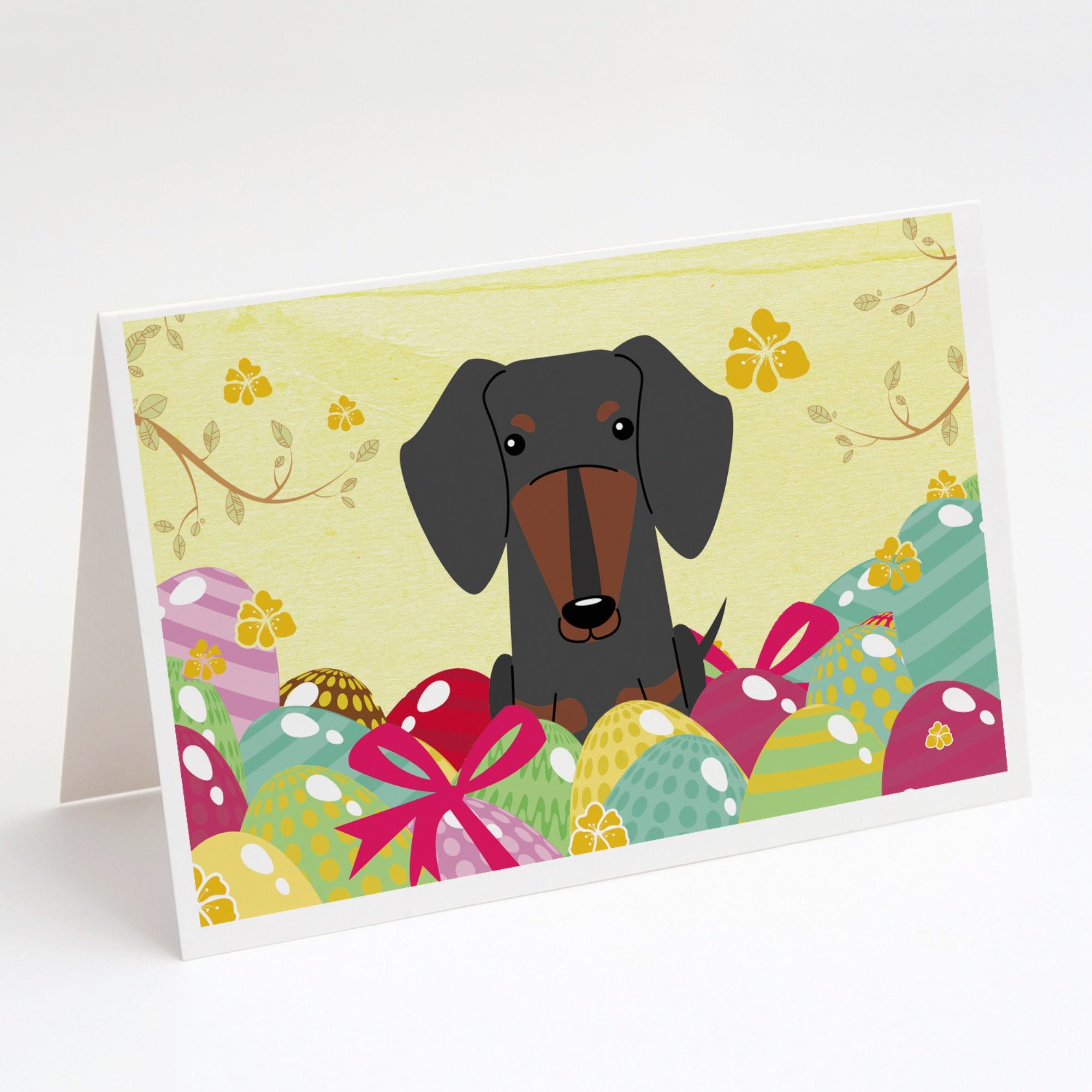 Easter Eggs Dachshund Black Tan Greeting Cards And Envelopes Pack Of 8