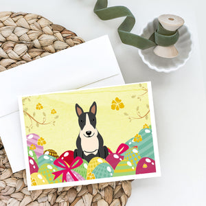 Easter Eggs Bull Terrier Black White Greeting Cards And Envelopes Pack Of 8