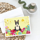 Easter Eggs Bull Terrier Black White Greeting Cards And Envelopes Pack Of 8