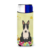 Caroline'S Treasures Easter Bull Terrier Black White Michelob Ultra Hugger For Slim Cans, Slim Can, Multicolor