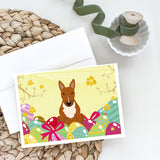 Easter Eggs Bull Terrier Red Greeting Cards And Envelopes Pack Of 8