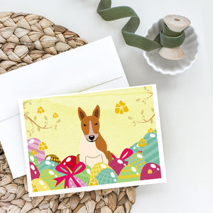 Easter Eggs Bull Terrier Red White Greeting Cards And Envelopes Pack Of 8