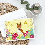 Easter Eggs Bull Terrier Red White Greeting Cards And Envelopes Pack Of 8