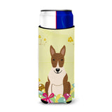 Caroline'S Treasures Easter Eggs Bull Terrier Brindle Michelob Ultra Hugger For Slim Cans, Slim Can, Multicolor