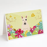 Easter Eggs Bull Terrier White Greeting Cards And Envelopes Pack Of 8
