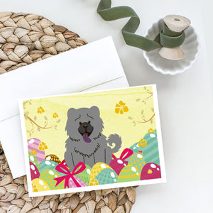 Easter Eggs Chow Chow Blue Greeting Cards And Envelopes Pack Of 8