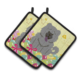 Caroline'S Treasures Easter Eggs Chow Blue Pair Of Pot Holders, 7.5Hx7.5W, Multicolor