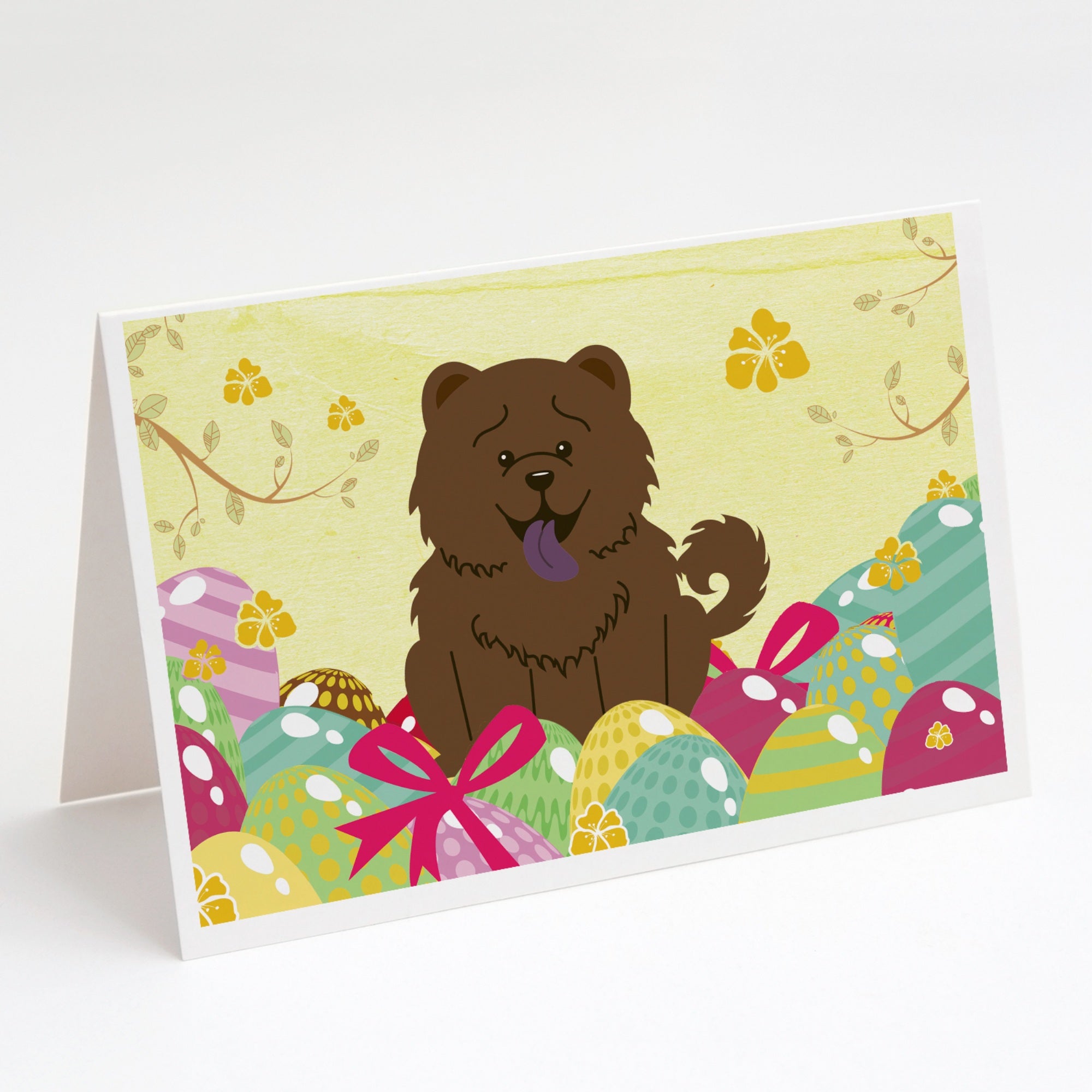 Easter Eggs Chow Chow Chocolate Greeting Cards And Envelopes Pack Of 8